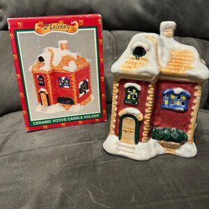 World Bazaars Holiday Ceramic Votive Candle Holder